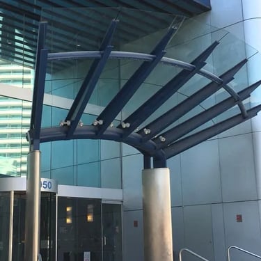 Office rain canopy modern feature, made by Pengelly