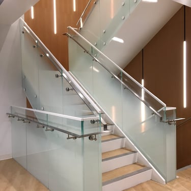Modern office staircase, by Pengelly Iron Works