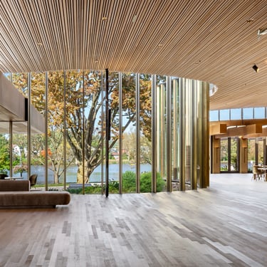 Interior of Tom Patterson Theatre, showing Pengelly's brass work extending inside