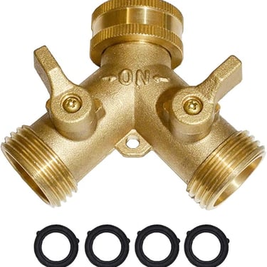 HQMPC Garden Hose Y Valve Hose Splitter Brass Hose Splitter with Solid Brass Handle Brass Y Valve Wa