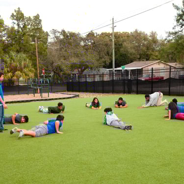 Students exercising 