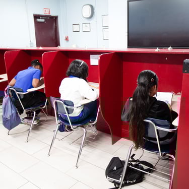 Students in cubicle