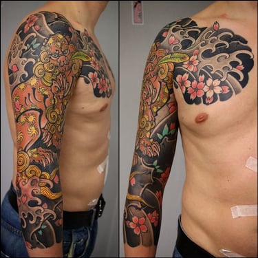 sakura tattoo sleeve germany artist japanese leon