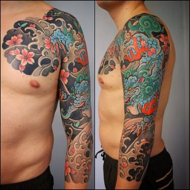 sakura tattoo sleeve germany artist japanese baku