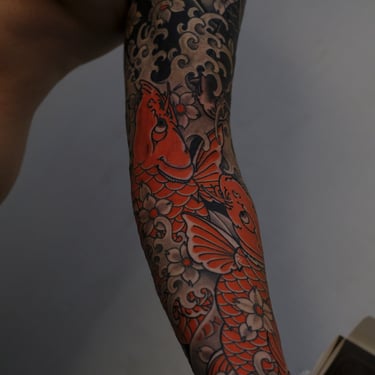 koi fish tattoo sleeve germany artist japanese