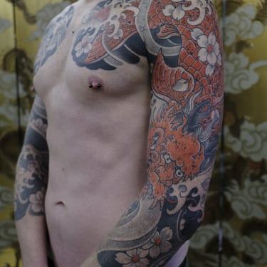 dragon koi tattoo sleeve irezumi germany