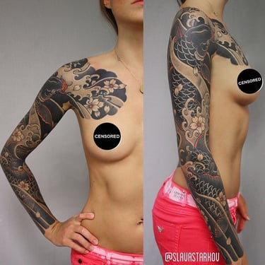 koi fish tattoo sleeve germany artist japanese