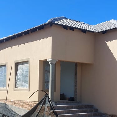 Completed single-story home construction in Krugersdorp, Johannesburg.