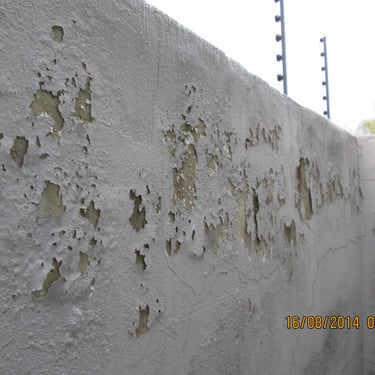 High moisture value wall causing cracks in the boundary wall causing paint flake off surface, Brackenhurst, Alberton