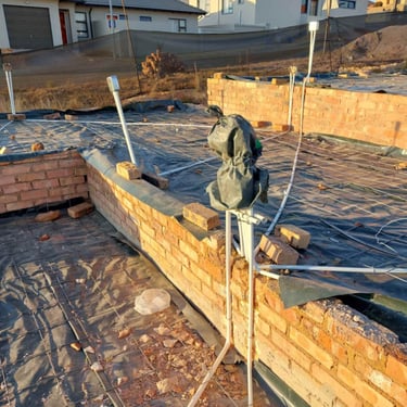 Electrical layout before application of surface bed pour for construction of new home, foundation to finish, Krugersdorp