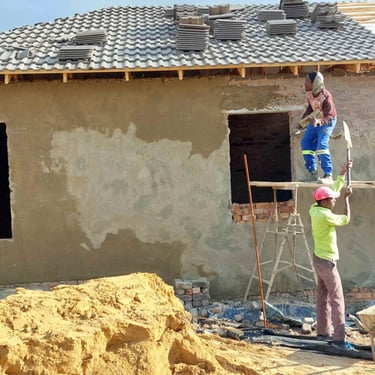 Laying of roof tiles for new home build, West Rand