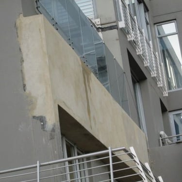 Completed exterior waterproofing works completed in curing phase, final inspection, Sandhurst Towers, Fredman Drive
