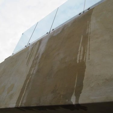 Testing the plastered areas after completion of waterproofing measures on multiple story building, Sandhurst Towers, Sandton