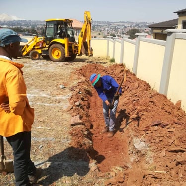 Foundation preparation for new double story build, Krugersdorp