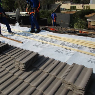 Setting out procedure for roof revamping project, Hyde Park, Sandton