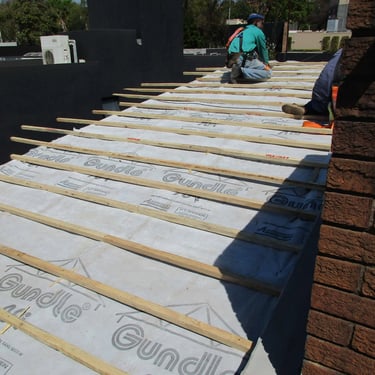 Setting out roof structure before installation of roof tiles, Environmental Pro Construction