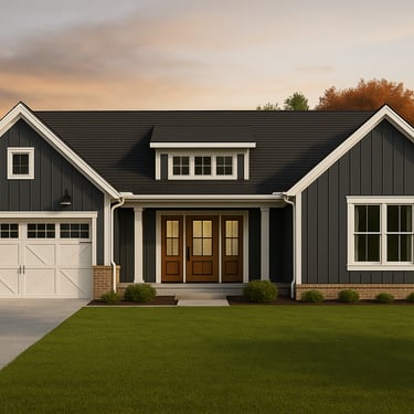 	3D model of 1-story new build on Crazy Cross Road with open layout