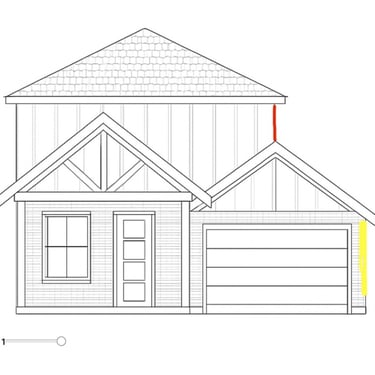 Architectural sketch of 2-story new construction home in Hill Country