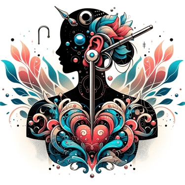 Illustratie van vrouw die passie van Tattoo en Piercing uitstraalt