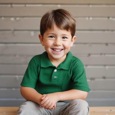 young boy in green shirt