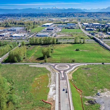 New Roundabout entrance to Hummingbird Crossing Town Homes in Marysville WA.