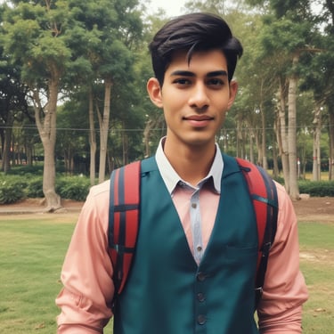 A professional in business attire smiling while working on a laptop in a modern office.
