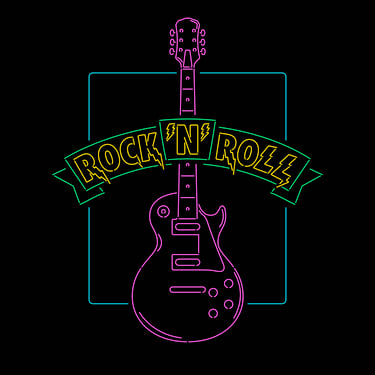 Rock'N'Roll guitar neon sign colours layout