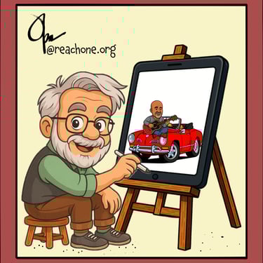 Opa at his easel drawing street scenes in Charleston