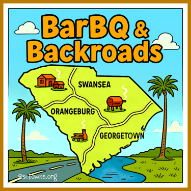 Cartoon map of the BarBQ Trail