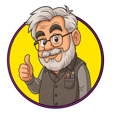 Logo style caricature Opa did of himself