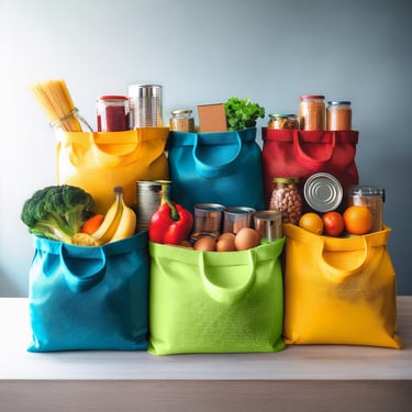 a variety of food items are displayed on a table