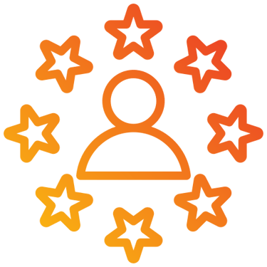 a person with a star - shaped icon in the center of a circle