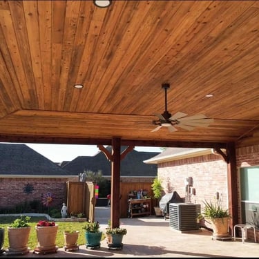 Wood Patio with Ceiling and Light