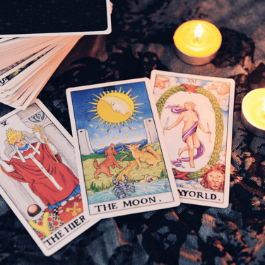a tarot of tarot cards with candles and candles