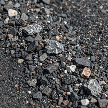 Macro photography of graded road base mixture, crushed stone and fine particles combined