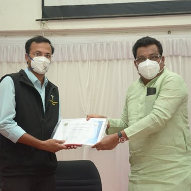 Receiving appreciation from M B Patil, Cabinet Minister at Govt. of Karnataka during celebration of Doctor's day.