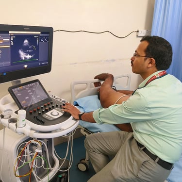 Performing Patient 2D Echo Scan.