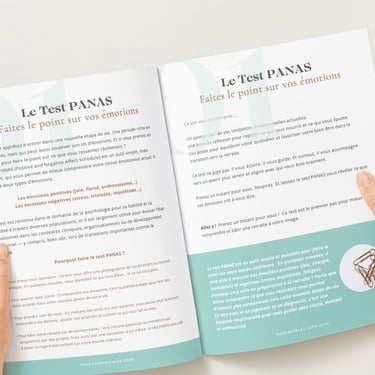 cahier gratuit ouvert à la deuxième page du test panas