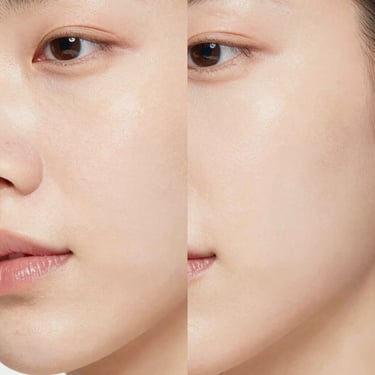 Macro studio shot of a model's cheek, showing flawless skin pores, crisp details, high-key lighting, 50mm