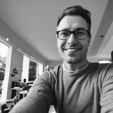 Photo of Juan P., a satisfied customer, sitting in a modern office.