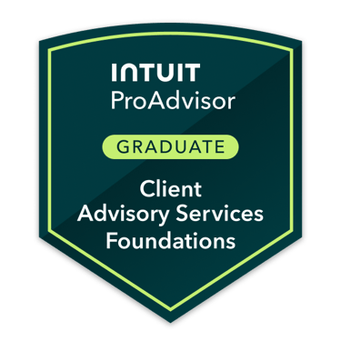QuickBooks ProAdvisor Client Advisory Services Foundation Graduate badge