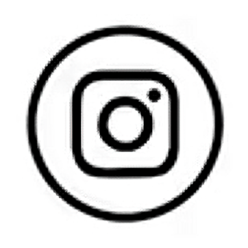 Minimalist black and white Instagram logo icon inside a circle for social media linking.