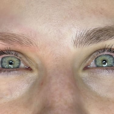 Antes y despues de micropigmentación ambas ceja mujer