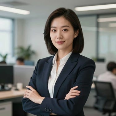 A professional portrait of a female operations manager in a high-tech office setting, North American / US context, soft professional lighting, sharp focus.