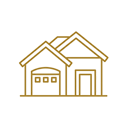 gold line art icon of a house