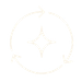White line art icon of a four-pointed star inside a circular refresh arrow on a black background.