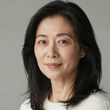 A smiling young woman studying Spanish with colorful Mexican cultural elements in the background.