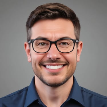 A smiling young woman in a tech workshop, engaged with a laptop showing neural network visuals.