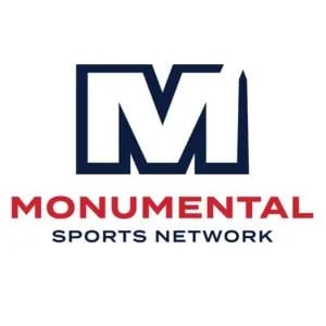 Official Monumental Sports Network logo with a large blue letter M over red and black text.