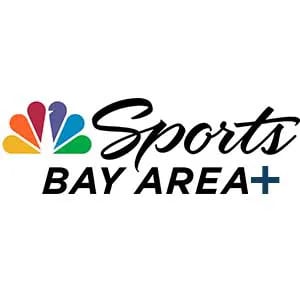 NBC Sports Bay Area Plus logo featuring the iconic multi-colored peacock icon and bold black typography.